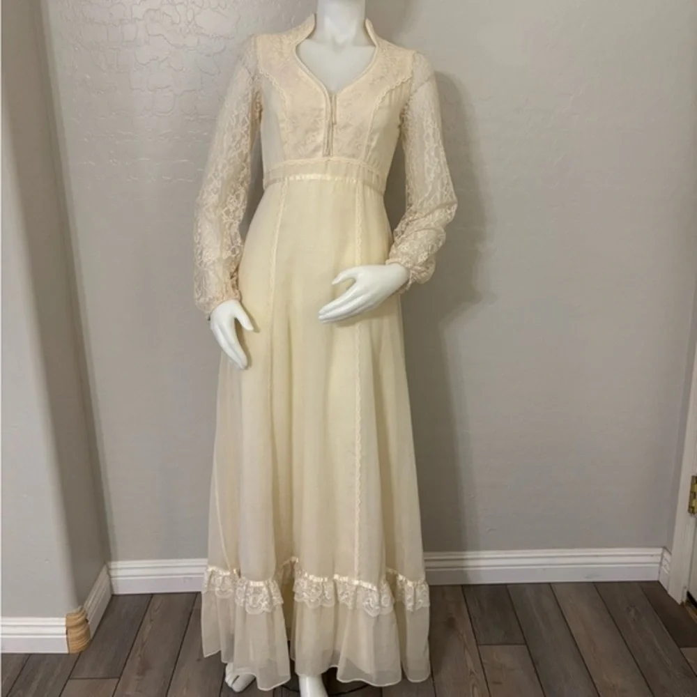 Vintage | Dresses | Vintage Womens Cream Boho Dress Small | Poshmark